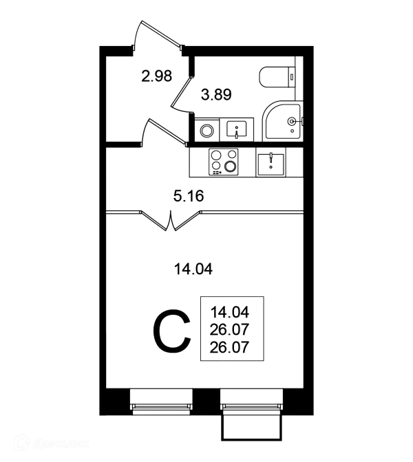 Планировка Студия в ЖК "Мишино-2"
