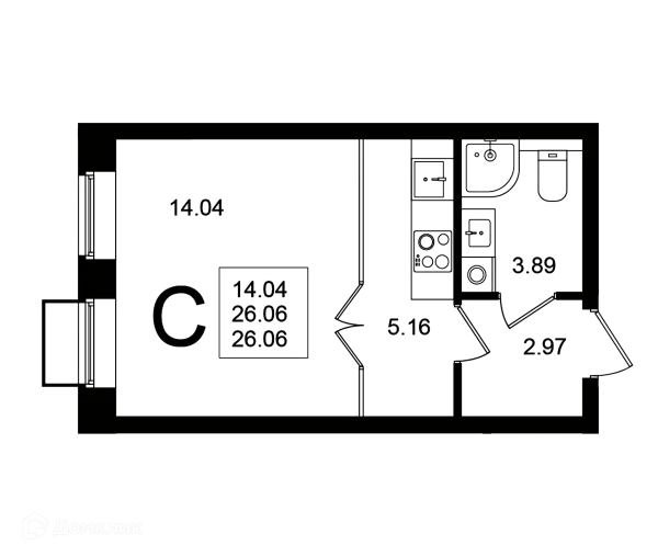 Планировка Студия в ЖК "Мишино-2"