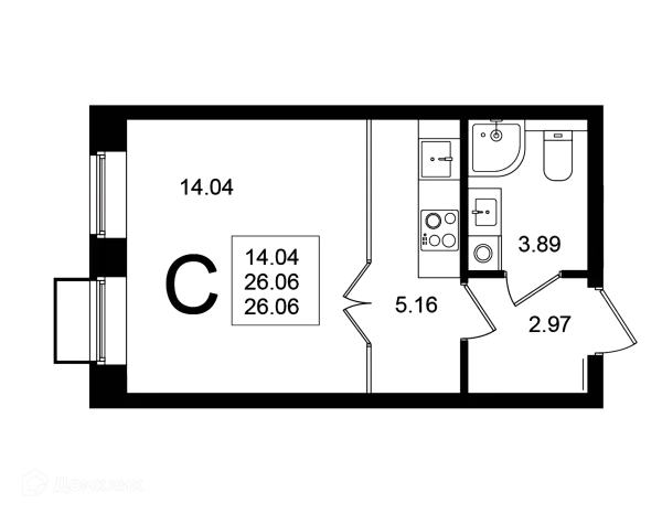 Планировка Студия в ЖК "Мишино-2"