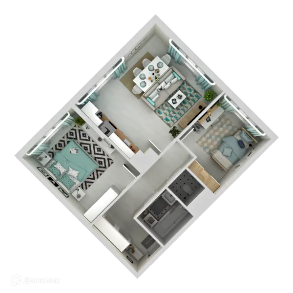 Планировка 2 комн. в ЖК "Две Столицы"