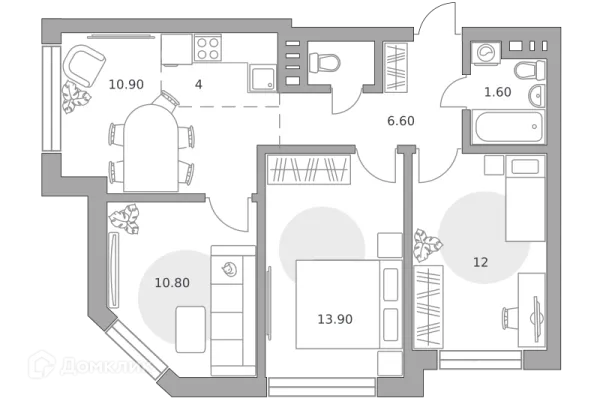 Планировка 4 комн. в ЖК «Театральный парк»