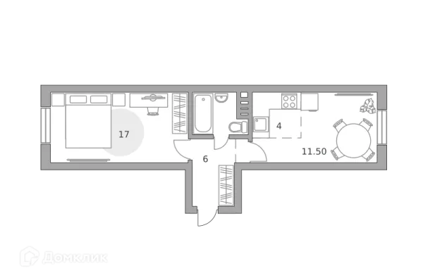 Планировка 2 комн. в ЖК «Театральный парк»
