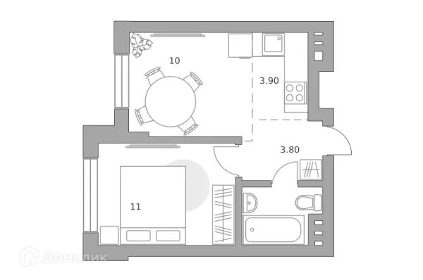 Планировка 2 комн. в ЖК «Театральный парк»