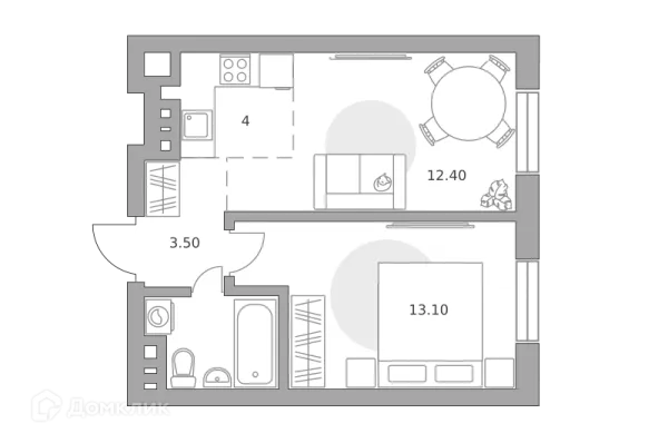 Планировка 2 комн. в ЖК «Театральный парк»