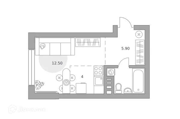 Планировка Студия в ЖК «Театральный парк»