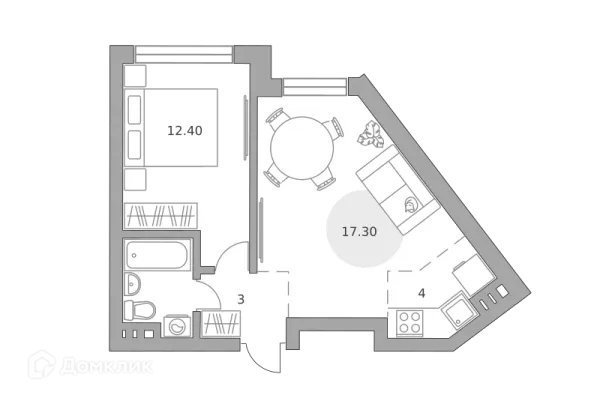 Планировка 2 комн. в ЖК «Театральный парк»