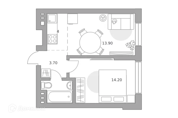 Планировка 2 комн. в ЖК «Театральный парк»