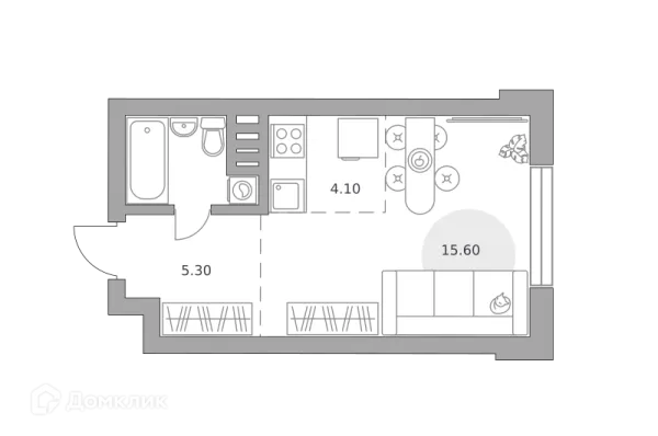 Планировка Студия в ЖК «Театральный парк»