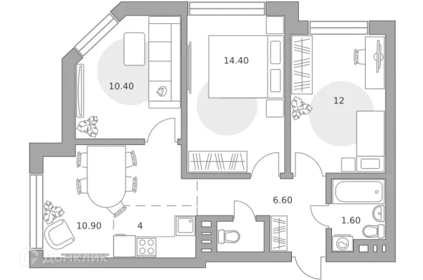 Планировка 4 комн. в ЖК «Театральный парк»