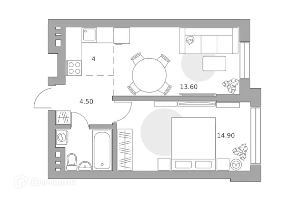 Планировка 2 комн. в ЖК «Театральный парк»