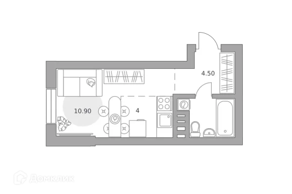 Планировка Студия в ЖК «Театральный парк»