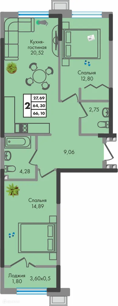 Фото квартиры в ЖК ЗЕЛЕНАЯ ТЕРРИТОРИЯ