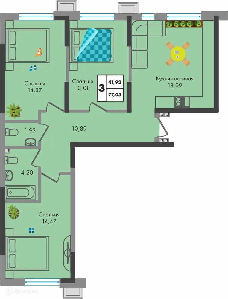 Фото квартиры в ЖК ЗЕЛЕНАЯ ТЕРРИТОРИЯ