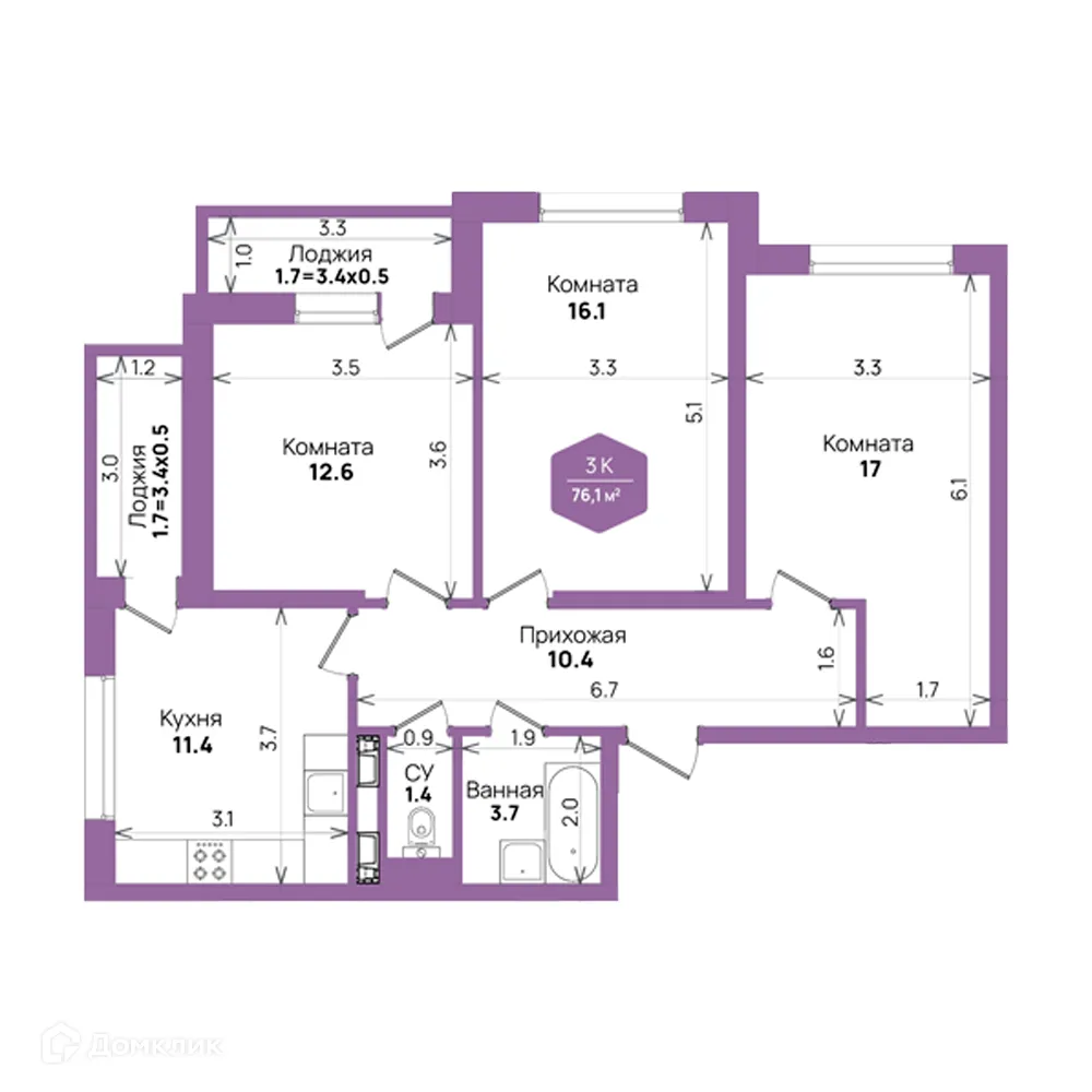 Фото квартиры в ЖК "Бауинвест"