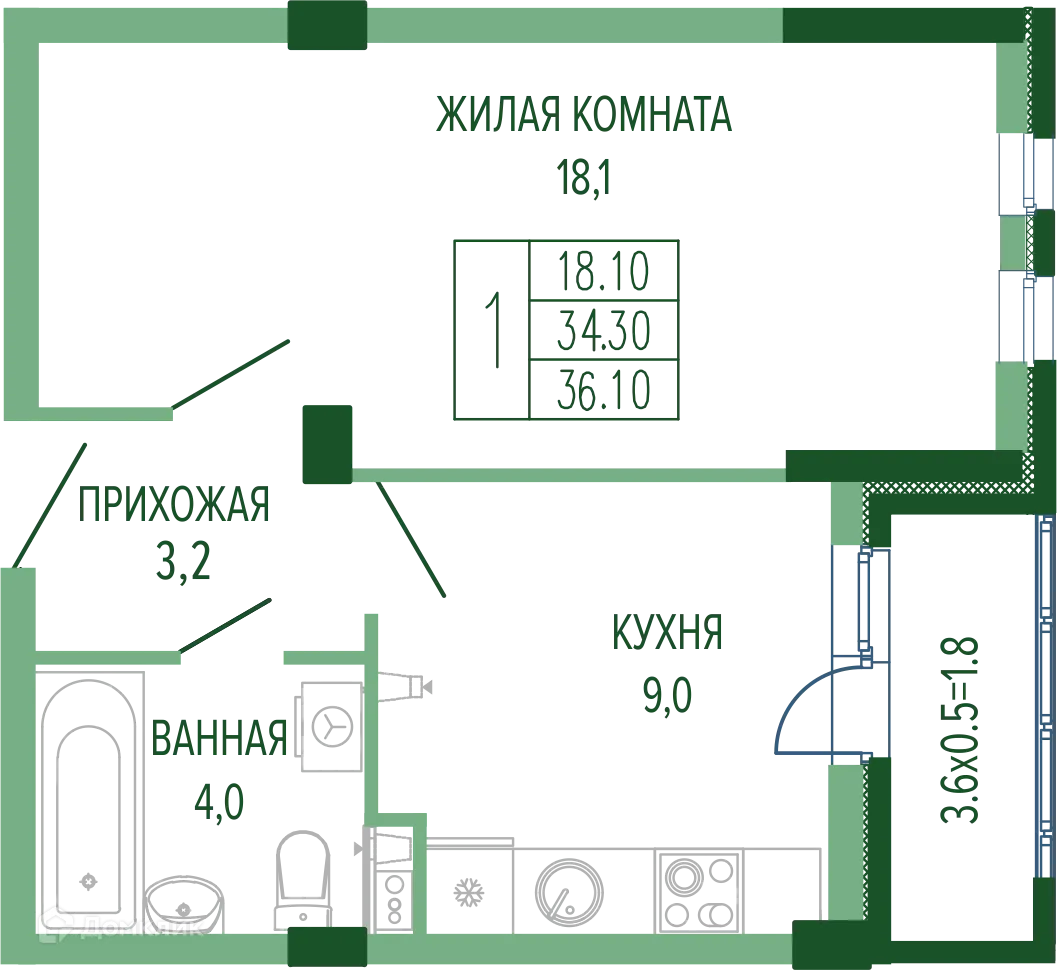 Фото квартиры в ЖК ЕКАТЕРИНИНСКИЙ ПАРК