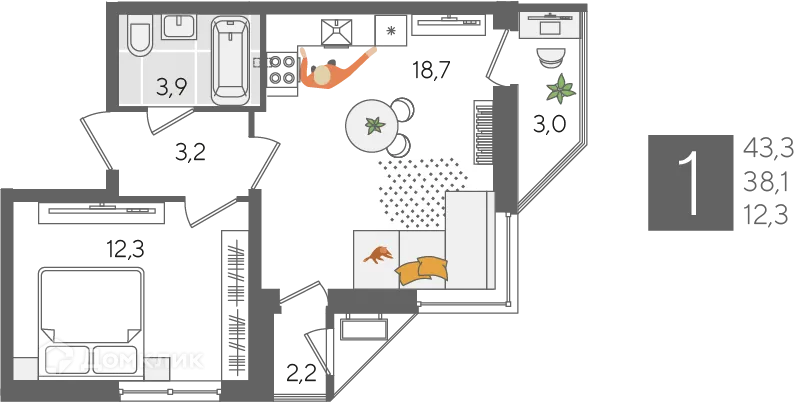 Фото квартиры в ЖК Рекорд 2