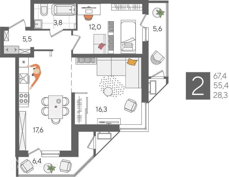 Фото квартиры в ЖК Рекорд 2