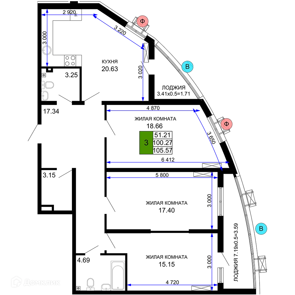 Фото квартиры в ЖК "Фонтаны"