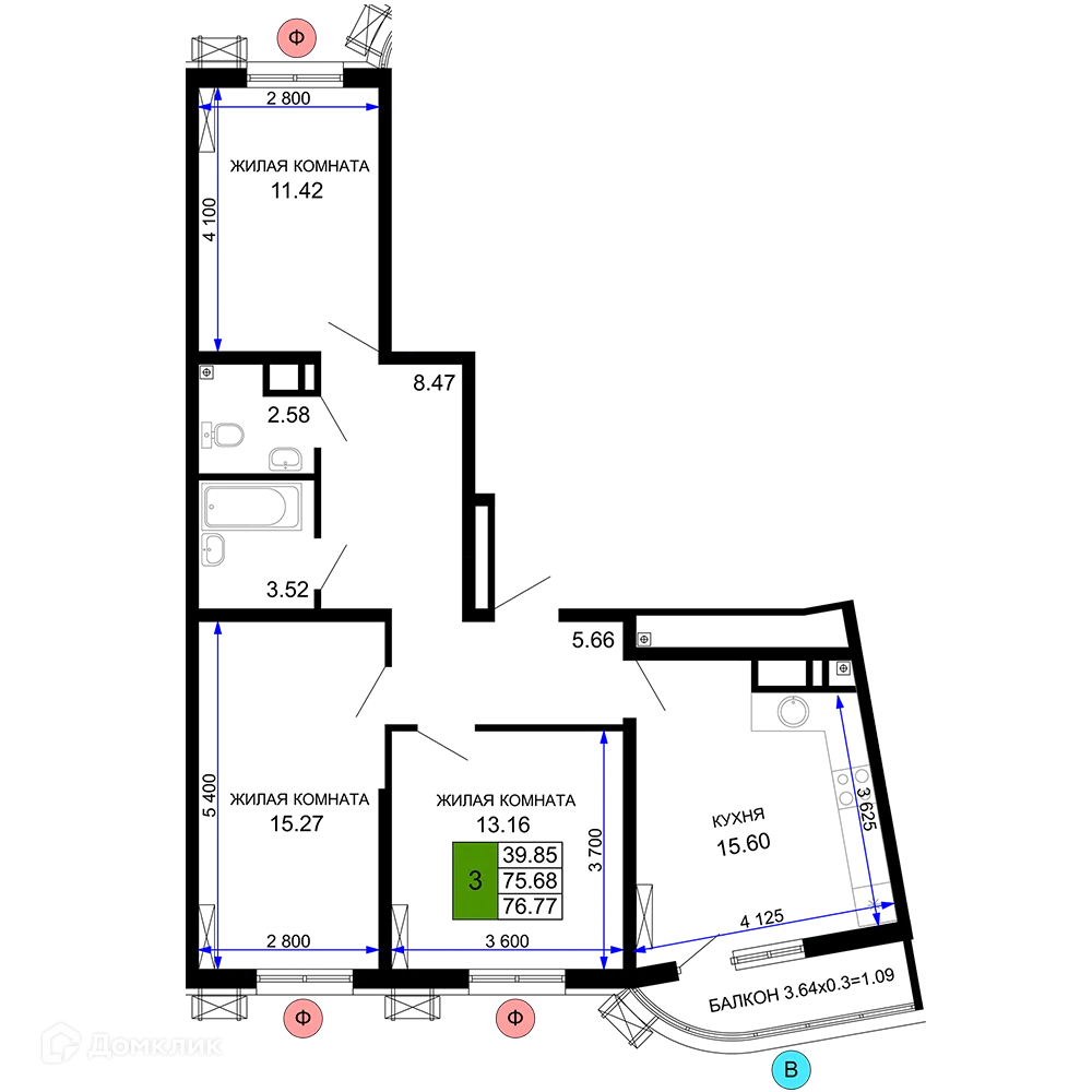Фото квартиры в ЖК "Фонтаны"