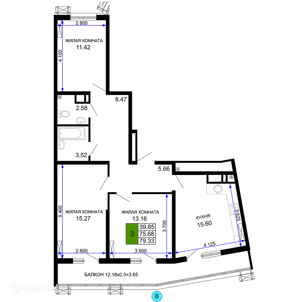 Фото квартиры в ЖК "Фонтаны"