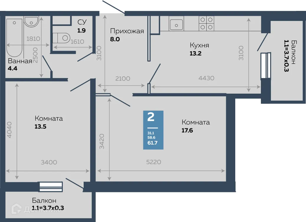 Фото квартиры в ЖК "Бауинвест"