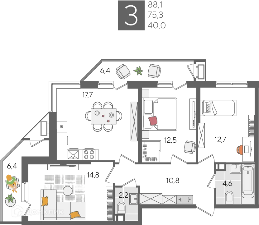 Фото квартиры в ЖК Рекорд 2