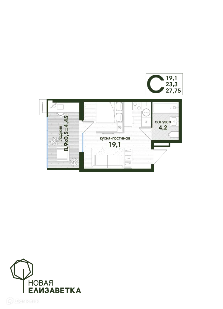 Фото квартиры в ЖК Новая Елизаветка
