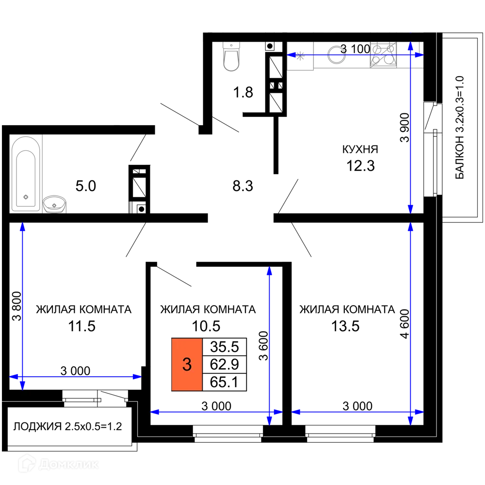 Фото квартиры в ЖК "Дыхание"
