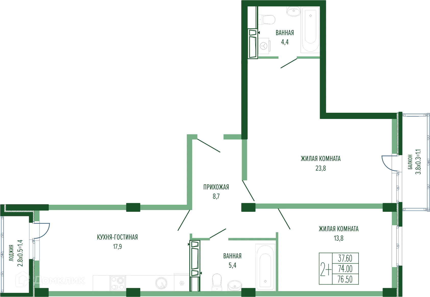 Фото квартиры в ЖК ЕКАТЕРИНИНСКИЙ ПАРК