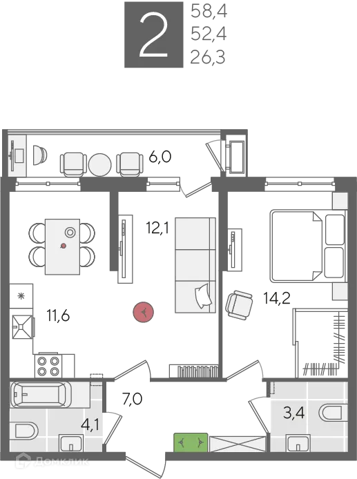 Фото квартиры в ЖК Рекорд 2