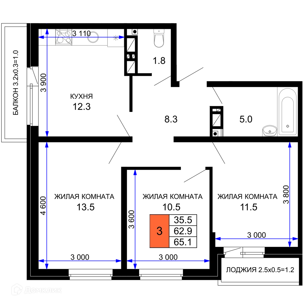 Фото квартиры в ЖК "Дыхание"