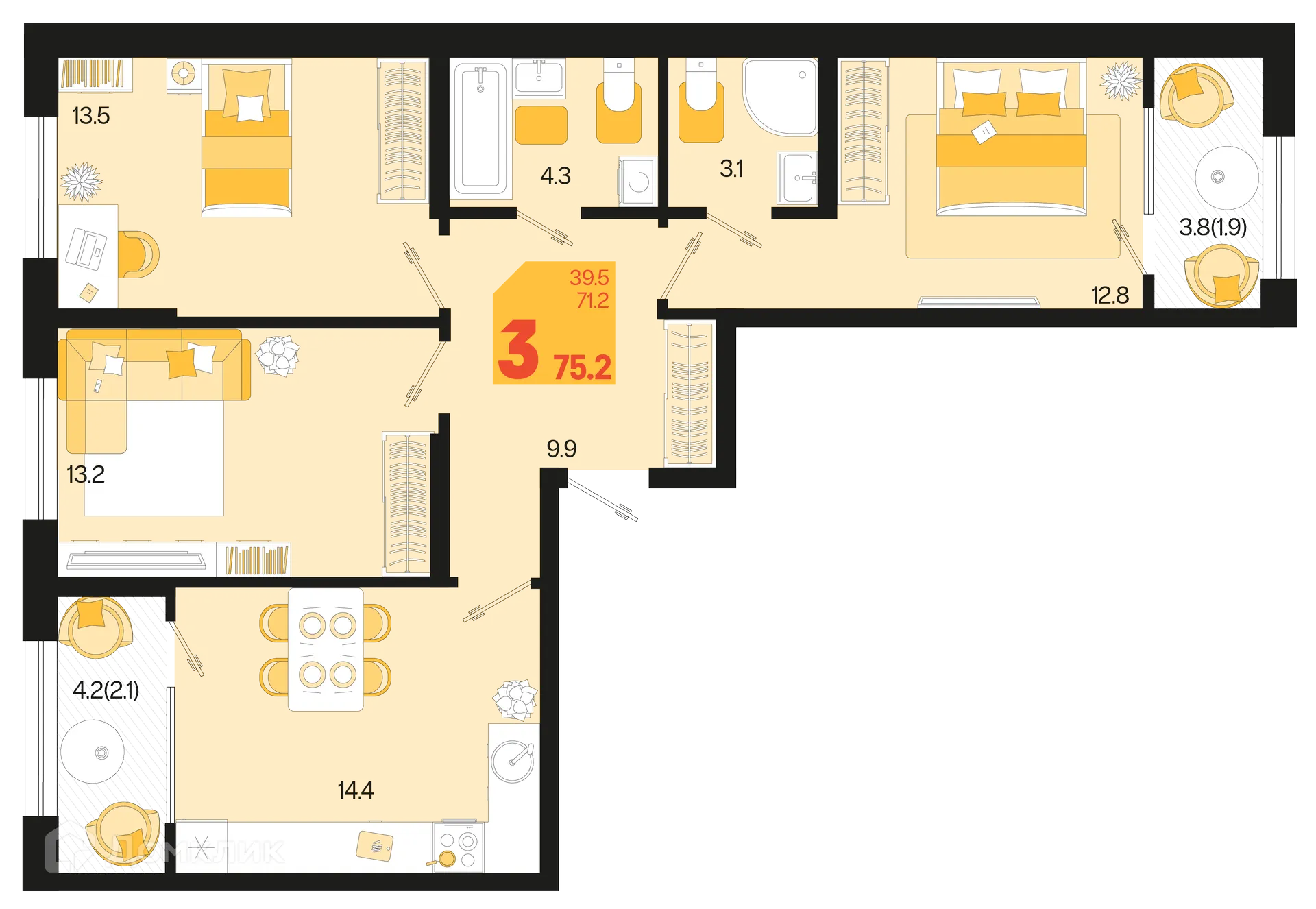 Фото квартиры в ЖК Первое место