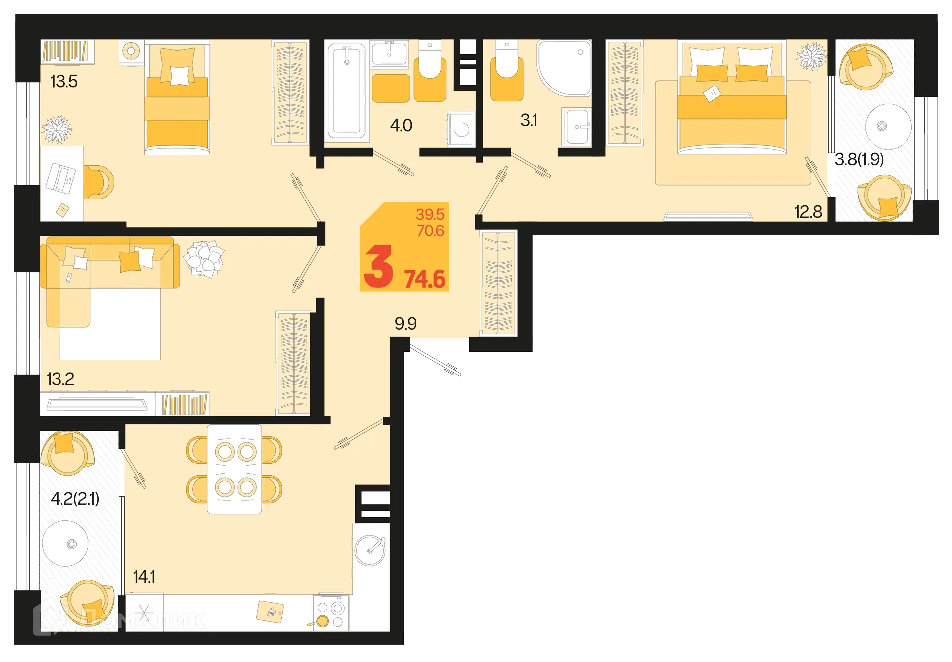 Фото квартиры в ЖК Первое место