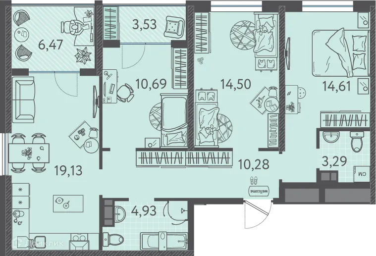 Фото квартиры в ЖК Друзья