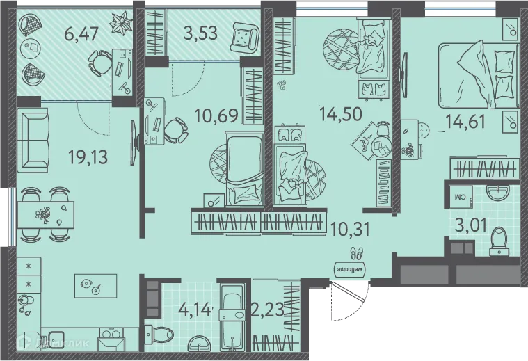 Фото квартиры в ЖК Друзья