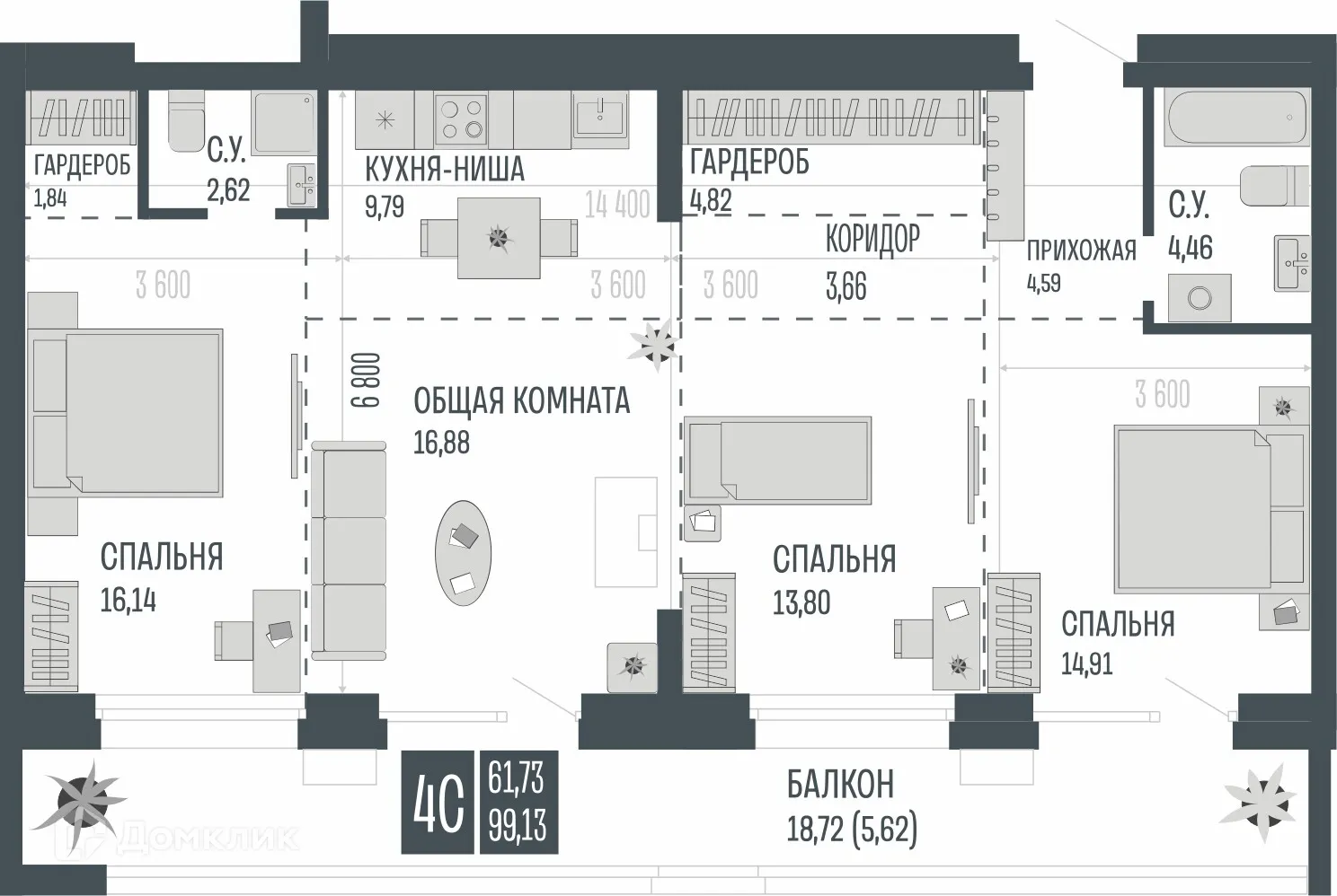 Фото квартиры в ЖК Opera Residence (Опера Резиденс)