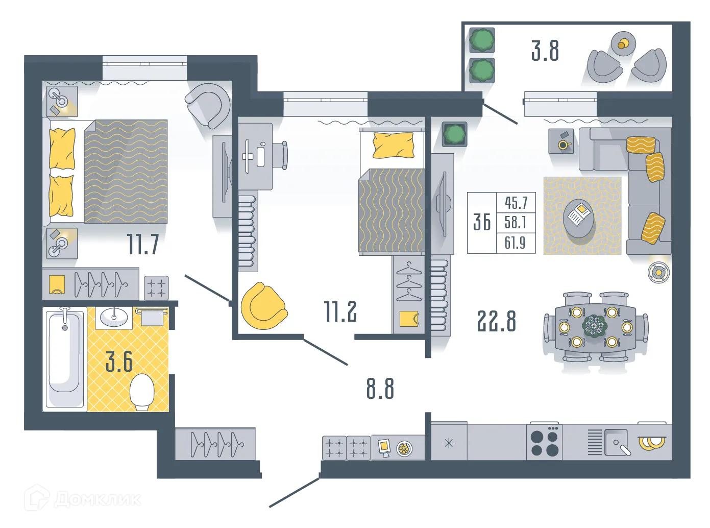 Фото квартиры в ЖК Солнечный Город