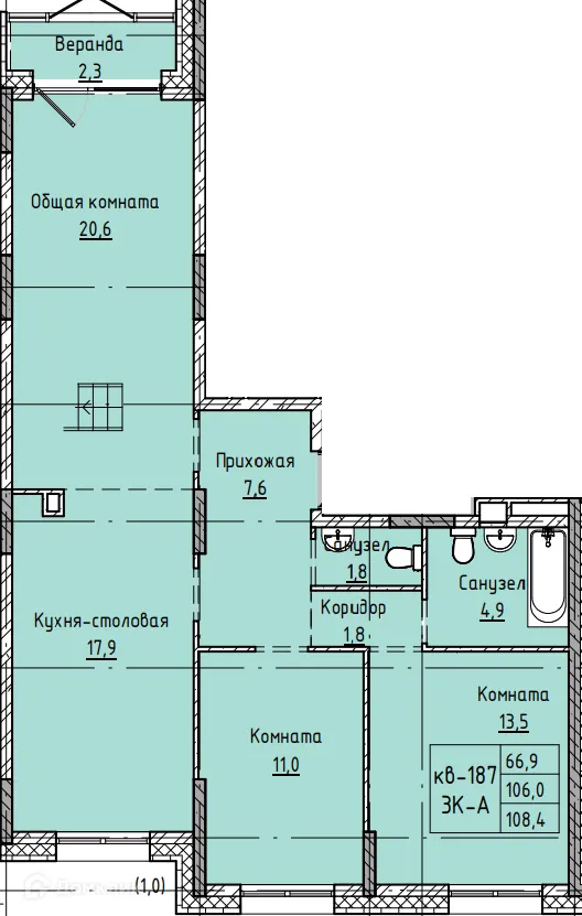 Фото квартиры в ЖК Микрорайон КЕНОН РИВЬЕРА ПАРК