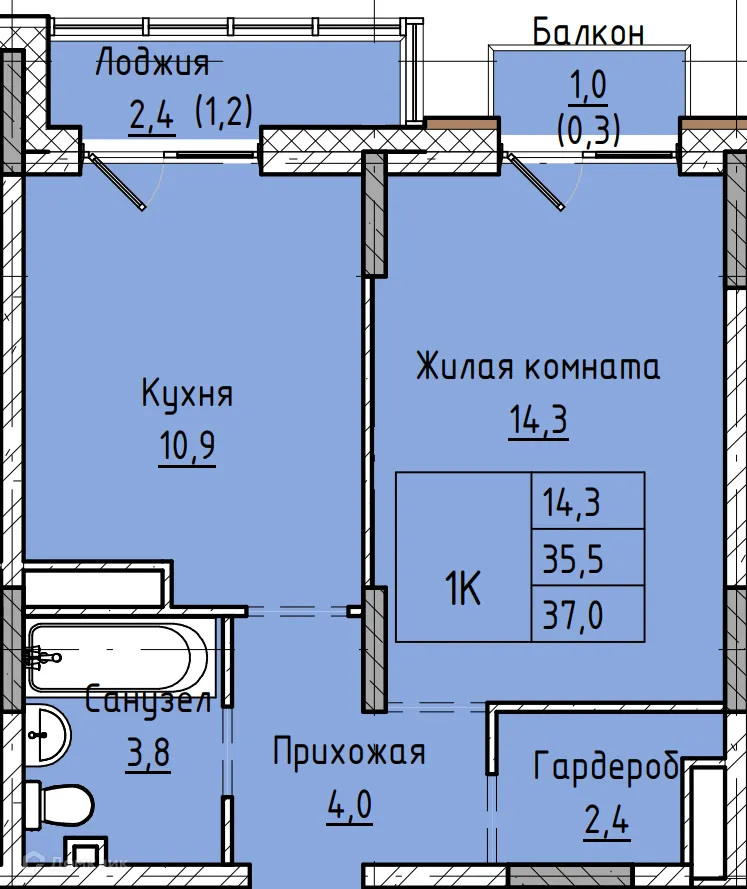 Фото квартиры в ЖК Микрорайон КЕНОН РИВЬЕРА ПАРК
