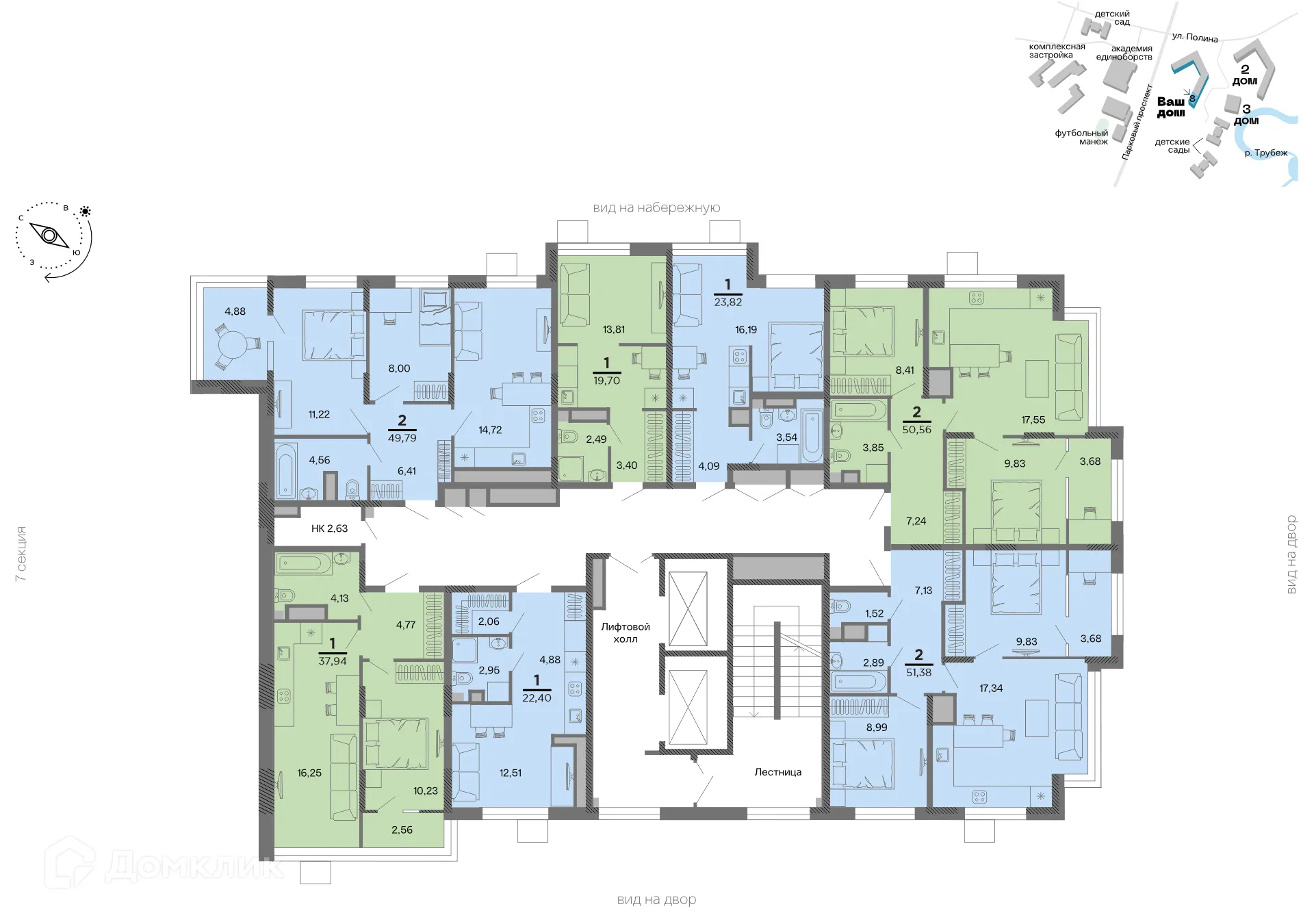 Планировка студии квартиры 19.7 м² в Метропарк, г. Рязань — фото 2