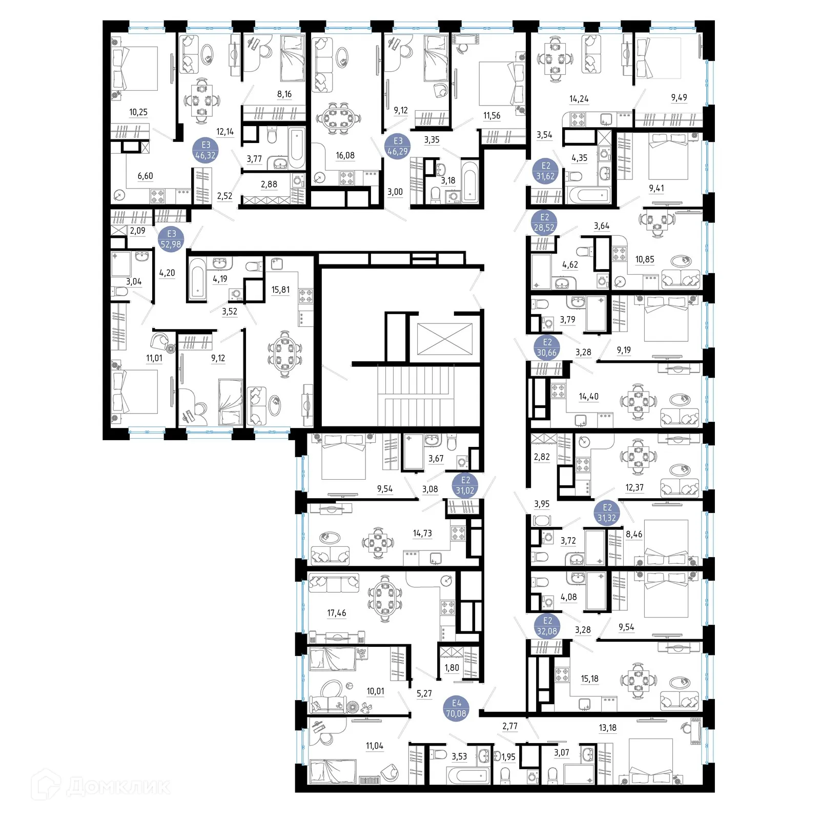 Планировка 1-комнатной квартиры 31.32 м² в Живи, г. Рязань — фото 2