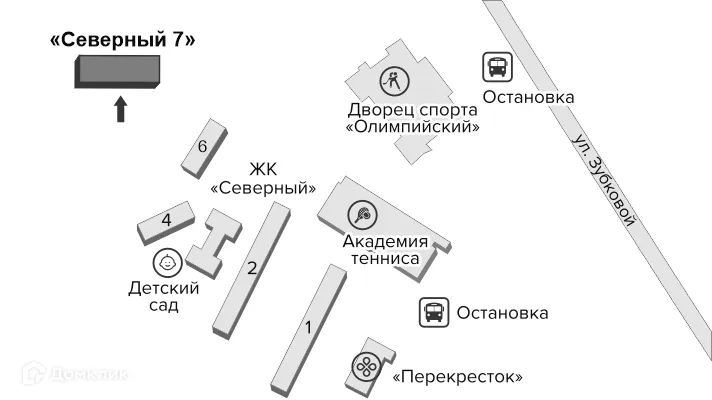 Планировка 1-комнатной квартиры 21.47 м² в ЖК "Северный", г. Рязань — фото 15
