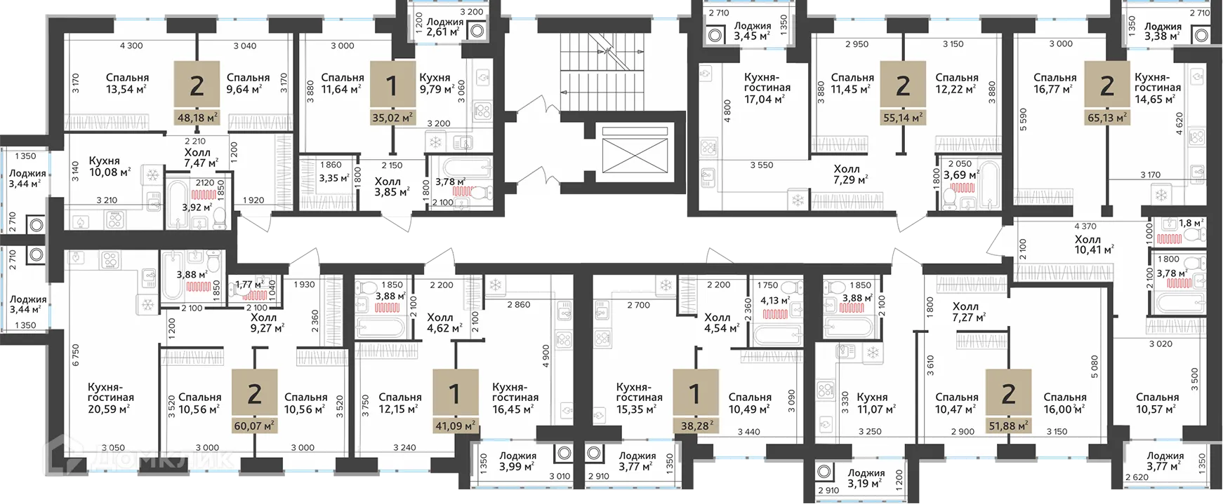 Планировка 1-комнатной квартиры 39.1 м² в ЖК Ривьера 2, г. Рязань — фото 3