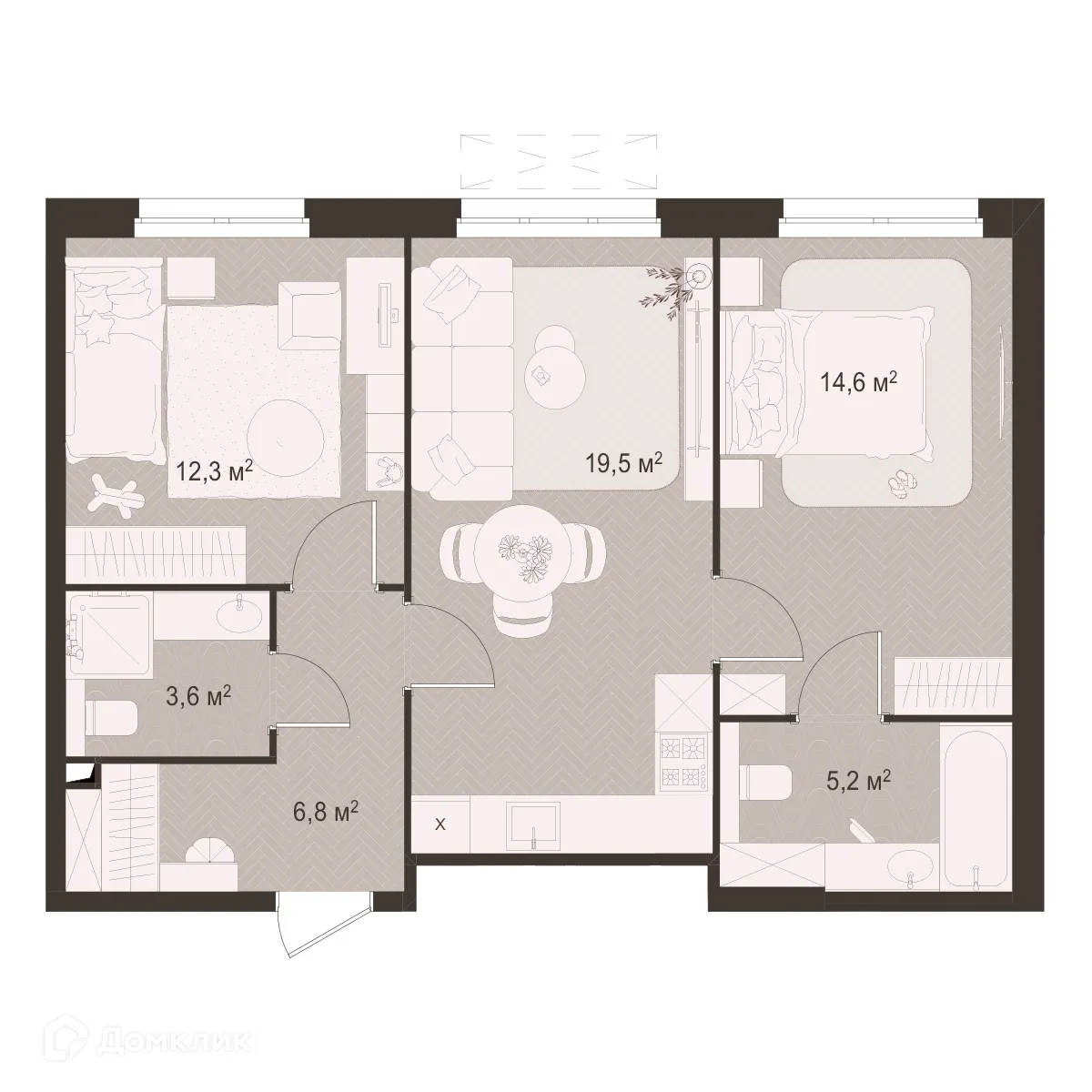 Планировка студии квартиры 62 м² в Моя мечта, г. Рязань — фото 1
