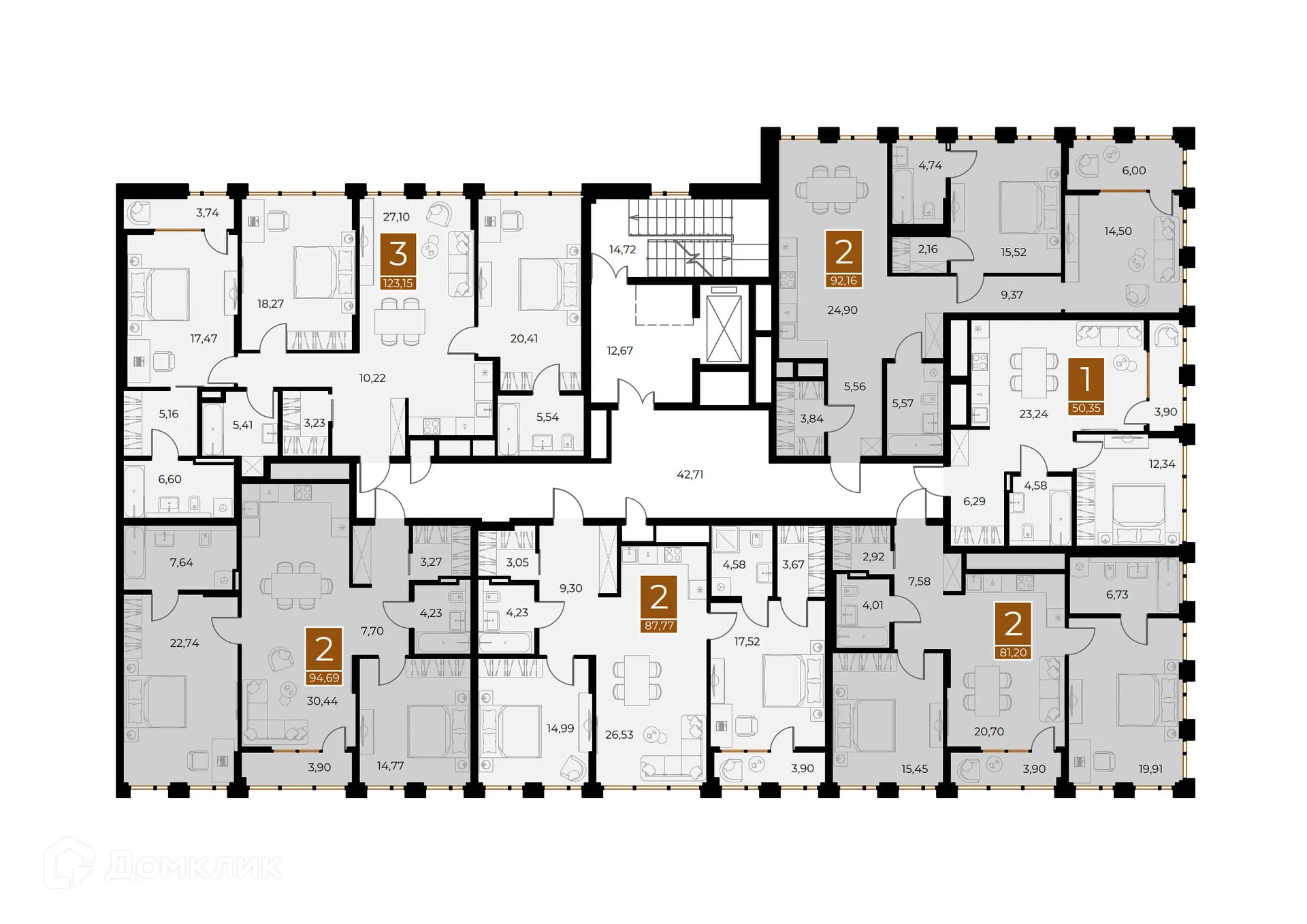 Планировка 2-комнатной квартиры 81.2 м² в ЖК МЕДНЫЙ, г. Рязань — фото 2