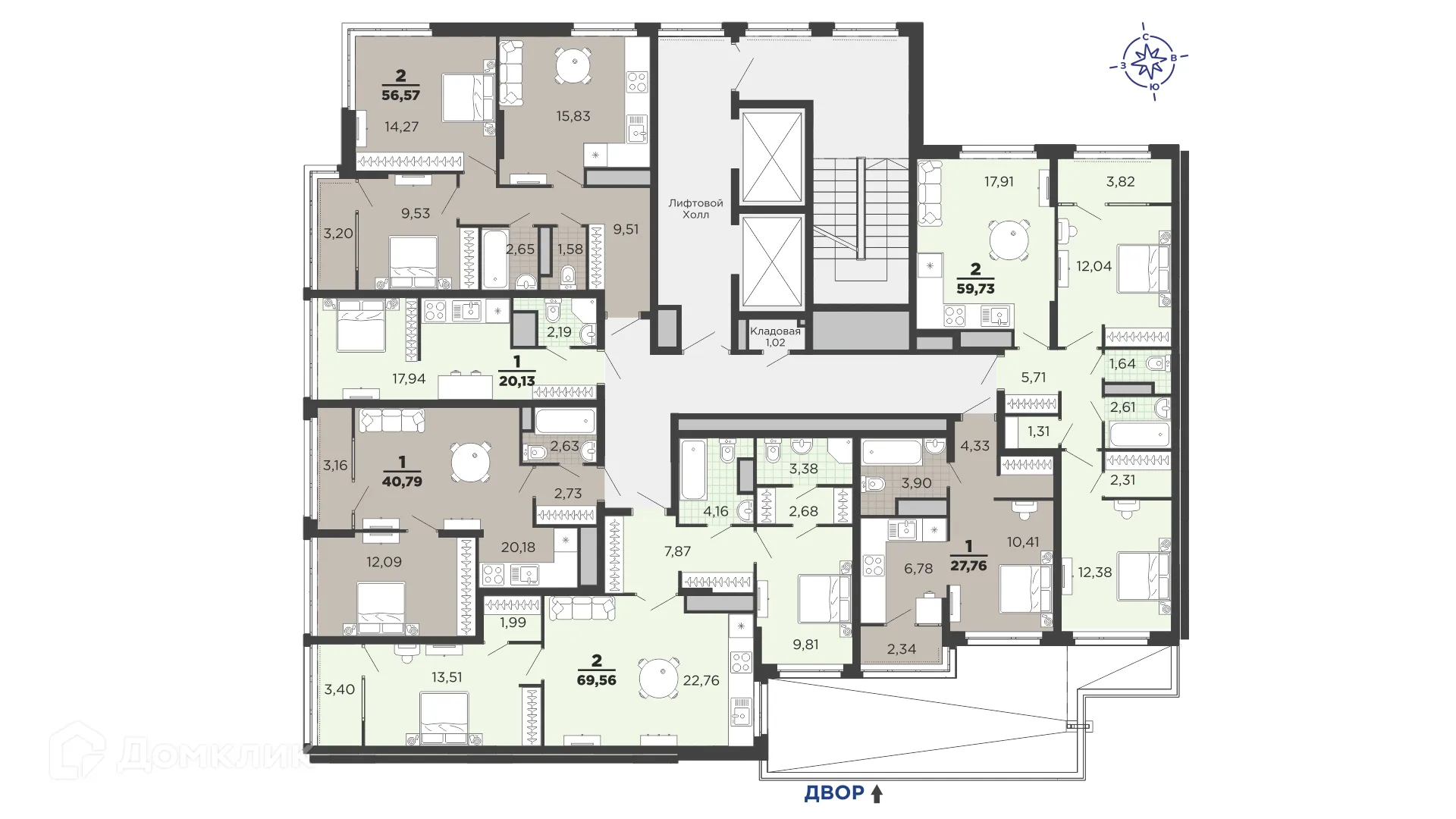 Планировка студии квартиры 20.13 м² в ЖК Метропарк, г. Рязань — фото 2