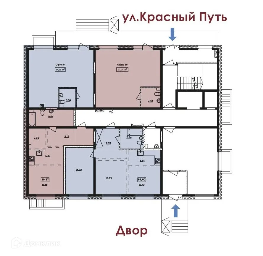 Планировка 1-комнатной квартиры 43.29 м² в ЖК "Витязь-3", г. Иркутск — фото 2
