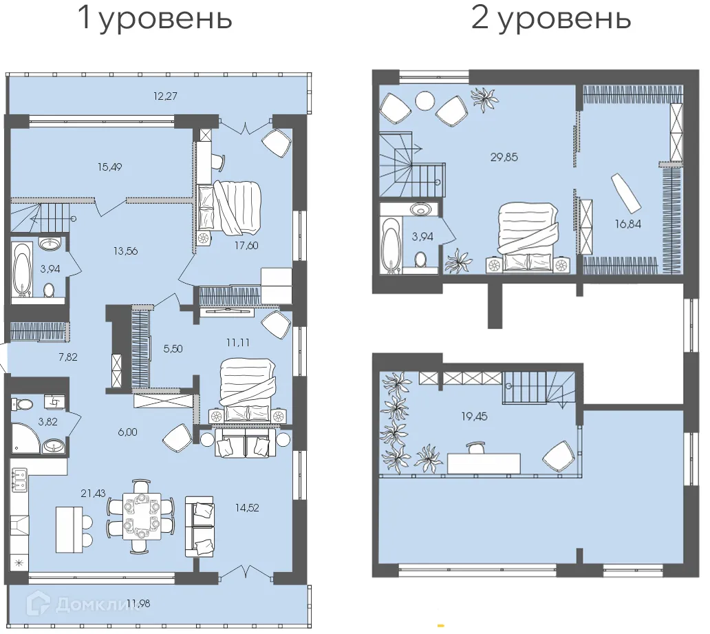 Планировка 4-комнатной квартиры 178.44 м² в ЖК Автограф, г. Иркутск — фото 1