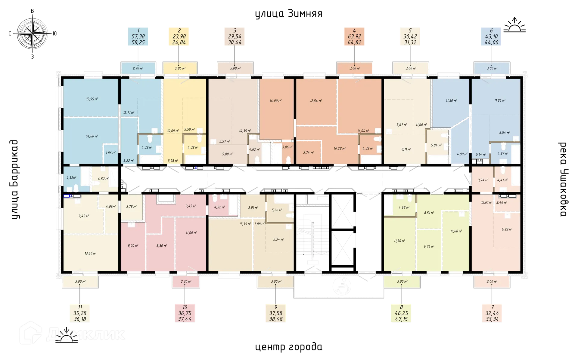 Планировка 1-комнатной квартиры 35.44 м² в ЖК КИНО, г. Иркутск — фото 3