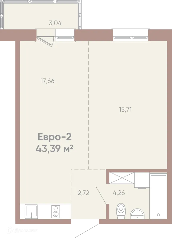 Планировка 1 комн. в ЖК Новые горизонты на Советской